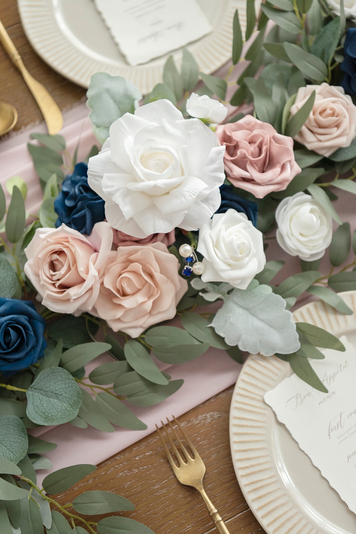 6ft Flower Garland in Dusty Rose & Navy