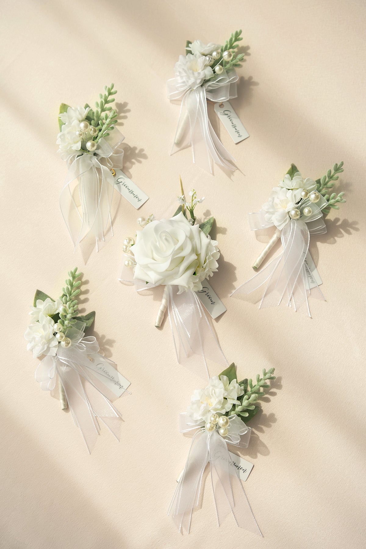 Boutonnieres in Timeless White