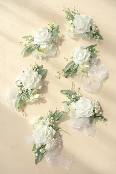 Wrist Corsages in Natural White