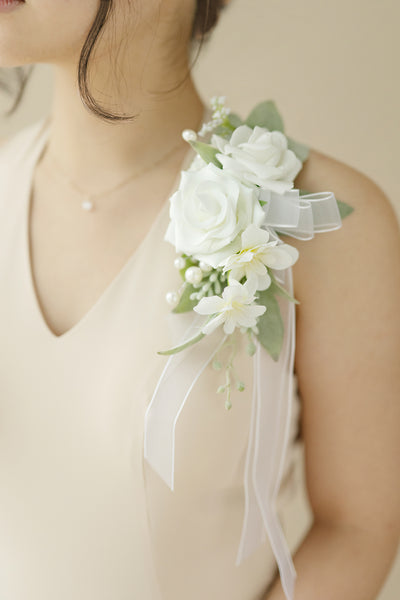 Shoulder Corsages in White