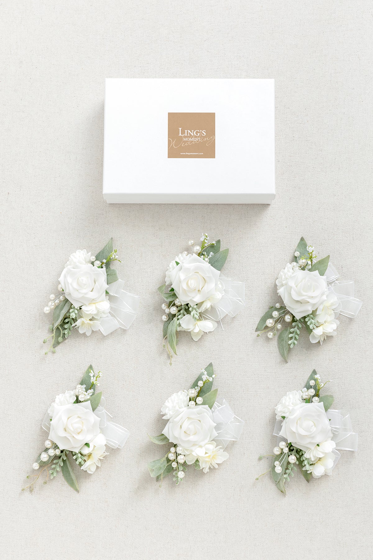 Wrist Corsages in Natural White