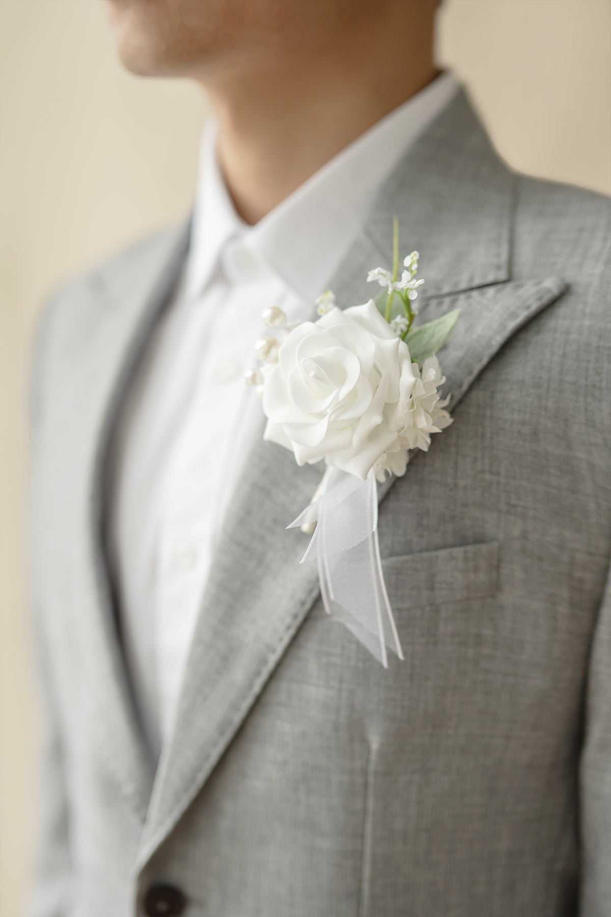 Boutonnieres in Timeless White