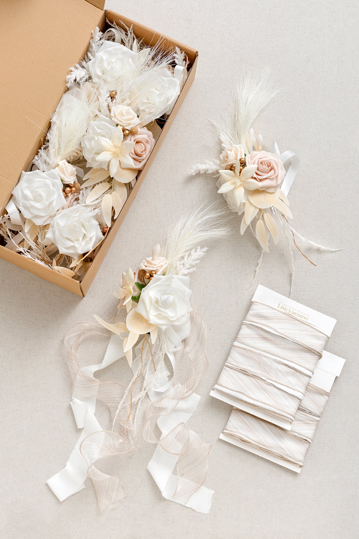 Wedding Aisle Decoration Pew Flowers in White & Beige | Clearance