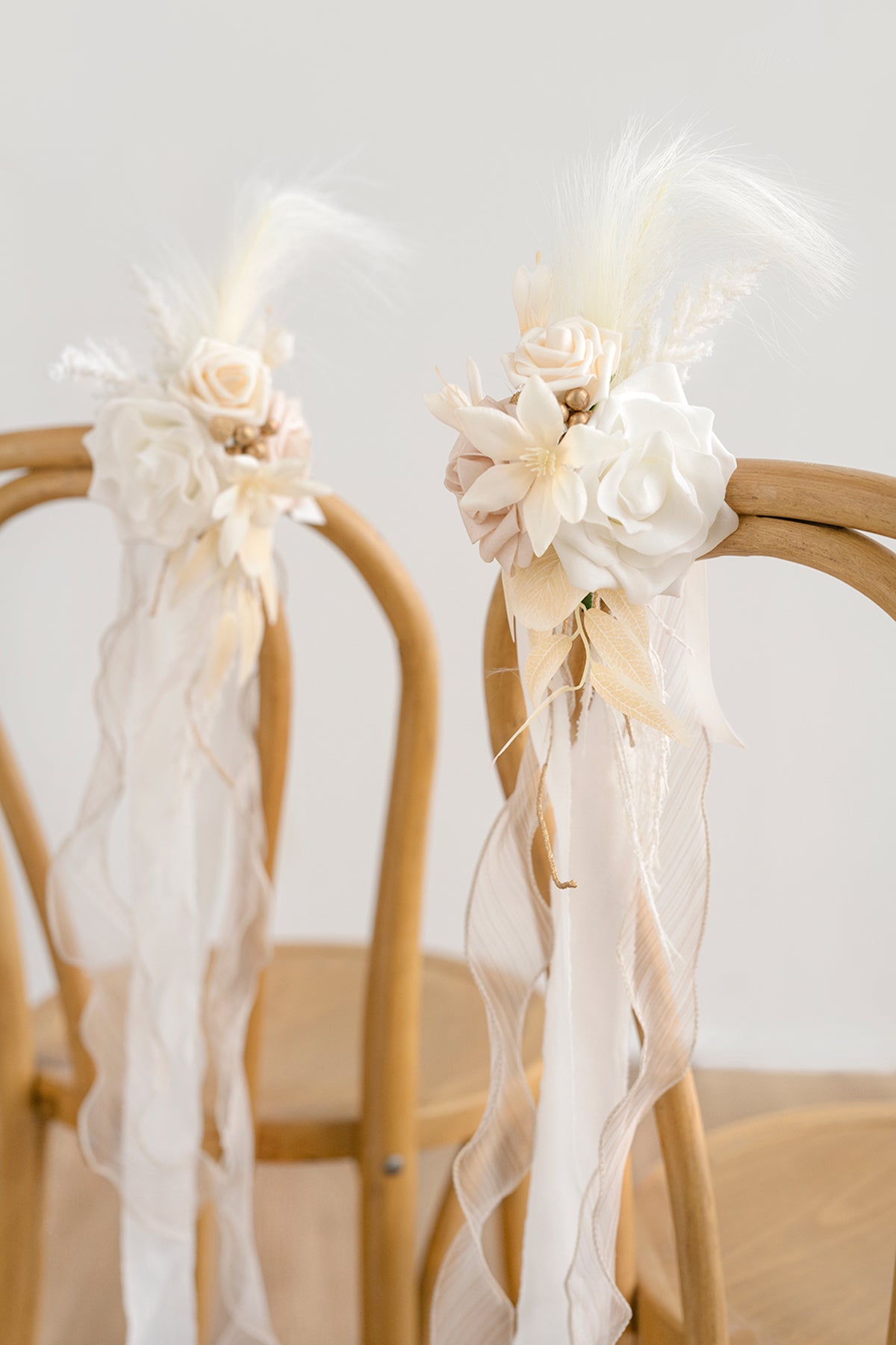 Wedding Aisle Decoration Pew Flowers in White & Beige | Clearance
