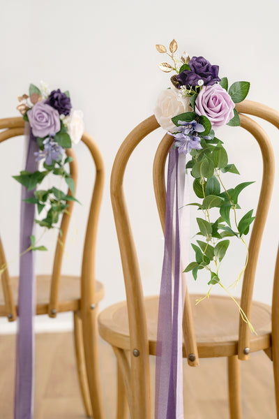 Wedding Aisle Decoration Pew Flowers in Lilac & Gold