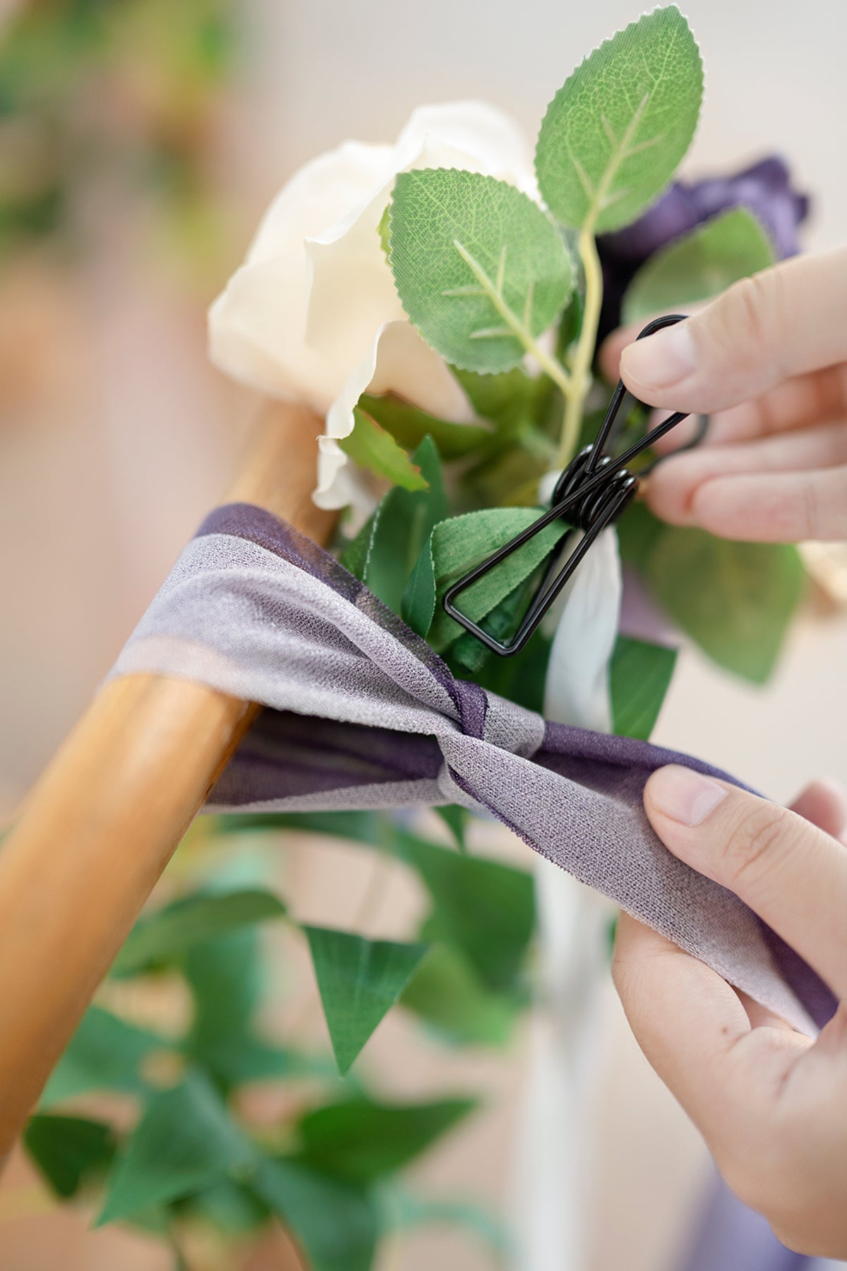 Ling's Moment Aisle Pew Artificial Flowers Arrangement for Wedding Ceremony Chair Back Floral Decorations with Chiffon Ribbon Marsala Blush Pink