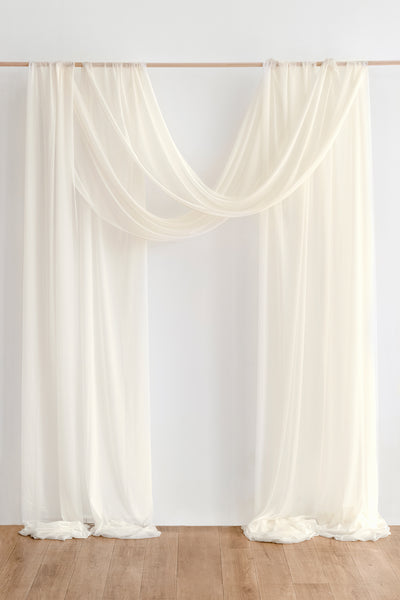 2 Panels Sheer Wedding Arch Draping 30" w x 32ft - 7 Colors