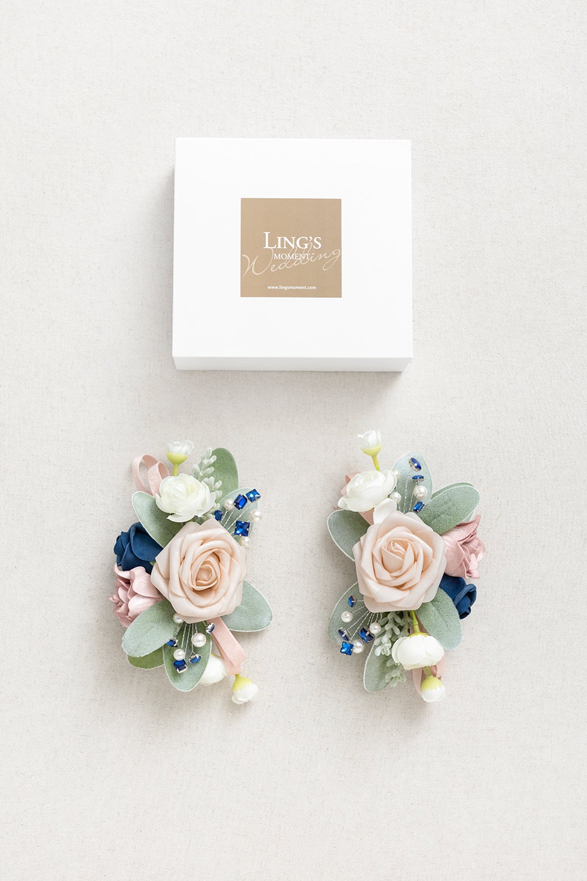 Shoulder Corsages in Dusty Rose & Navy