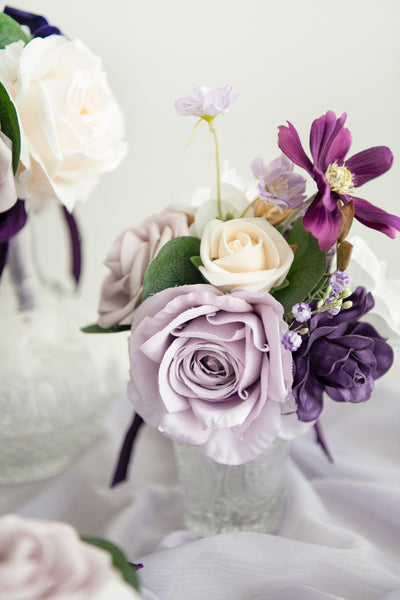 Mini Ready-to-Use Flower Centerpiece Set in Lilac & Gold
