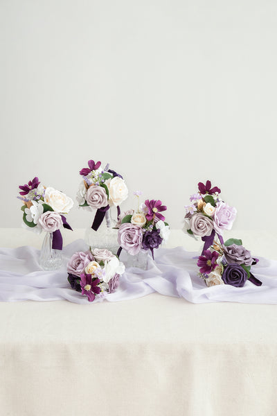 Mini Ready-to-Use Flower Centerpiece Set in Lilac & Gold