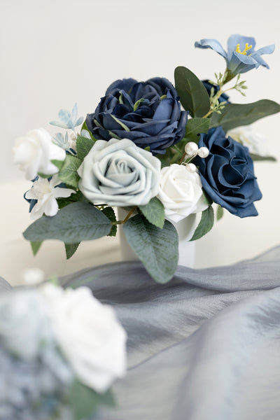 Assorted Floral Centerpiece Set in Dusty Blue & Navy