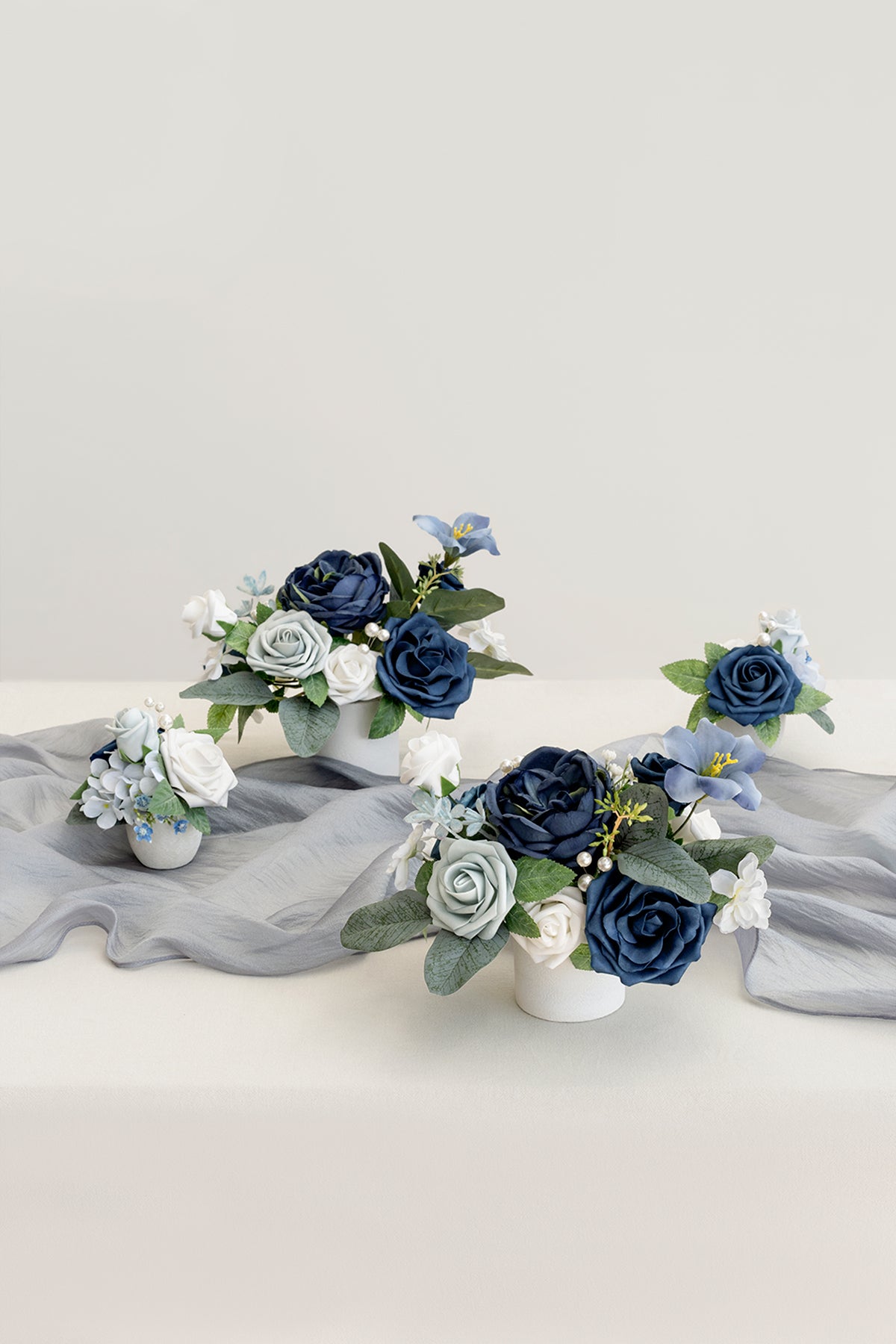 Assorted Floral Centerpiece Set in Dusty Blue & Navy