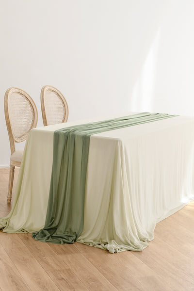 Table linens in White & Sage