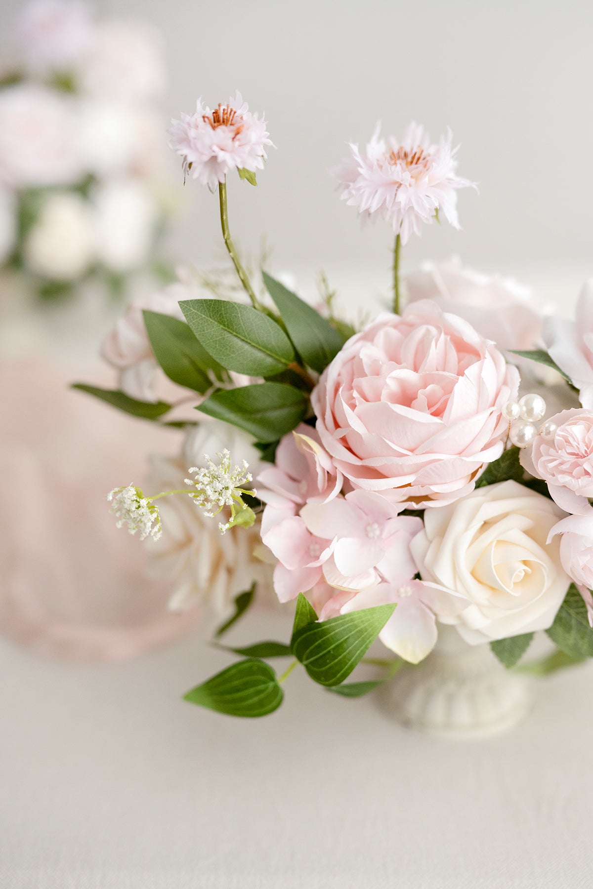 Large Floral Centerpiece Set in Blush & Cream