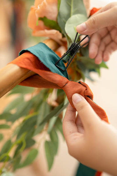 Wedding Aisle Decoration Pew Flowers in Dark Teal & Burnt Orange