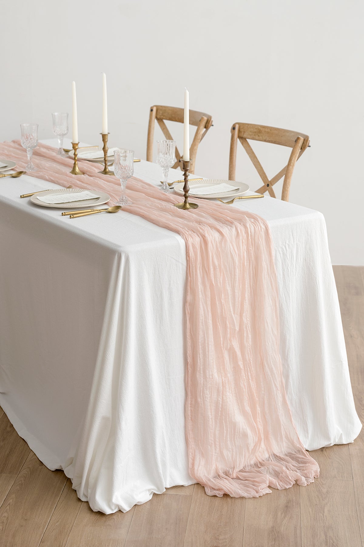 Cheesecloth Napkins & Table Runner Set in Blush & Cream