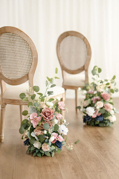 Free-Standing Flower Arrangements in Dusty Rose & Navy | Clearance