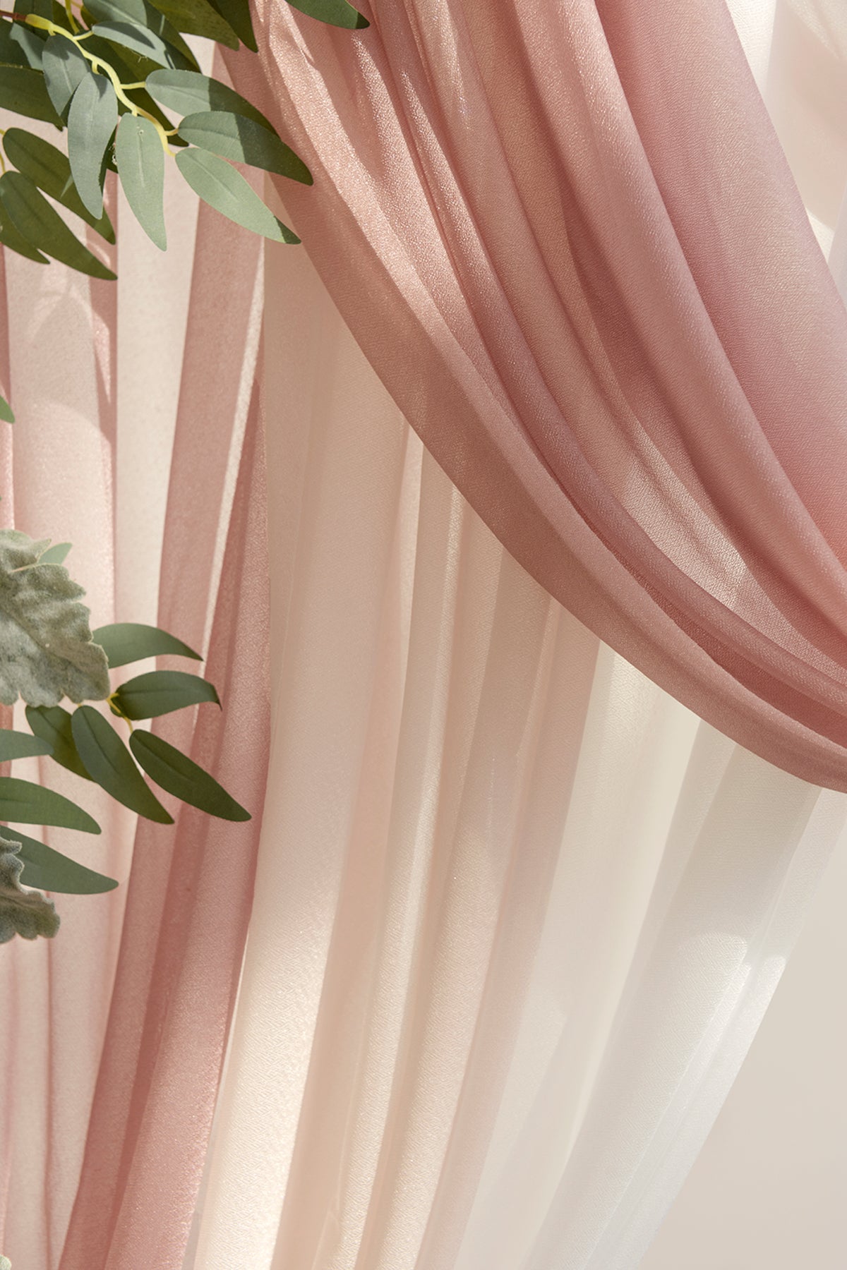 Flower Arch Decor with Drapes in Dusty Rose & Cream