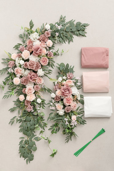 Flower Arch Decor with Drapes in Dusty Rose & Cream