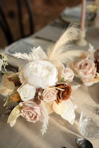 Assorted Floral Centerpiece Set in White & Beige | Limit-time