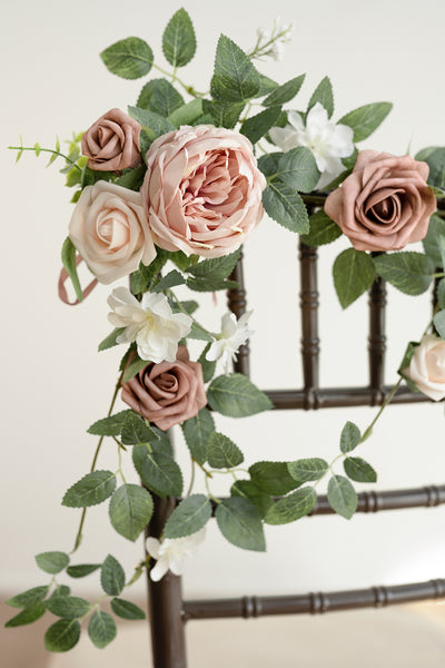 Wedding Aisle Chair Floral Decoration in Dusty Rose & Cream