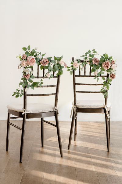 Wedding Aisle Chair Floral Decoration in Dusty Rose & Cream