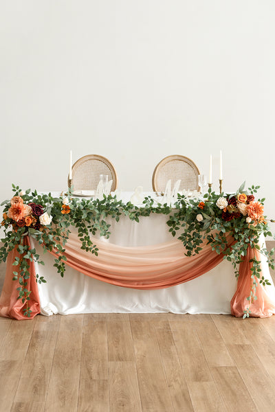 Large Floral Swag Set for Rectangle Head Table in Sunset Terracotta