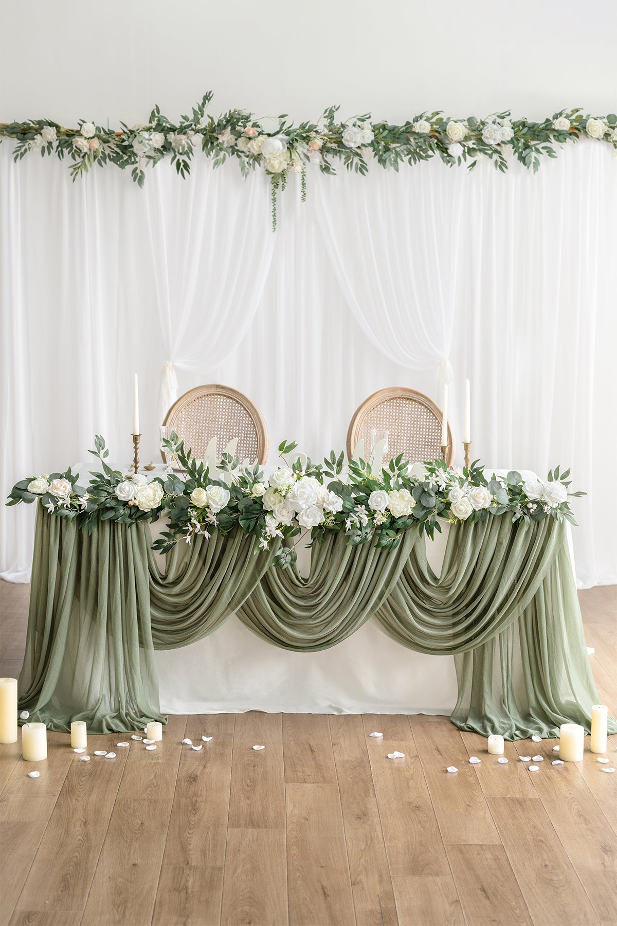 Wedding Backdrop Curtains in White & Sage