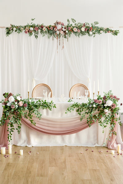 Large Floral Swag Set for Rectangle Head Table in Dusty Rose & Mauve