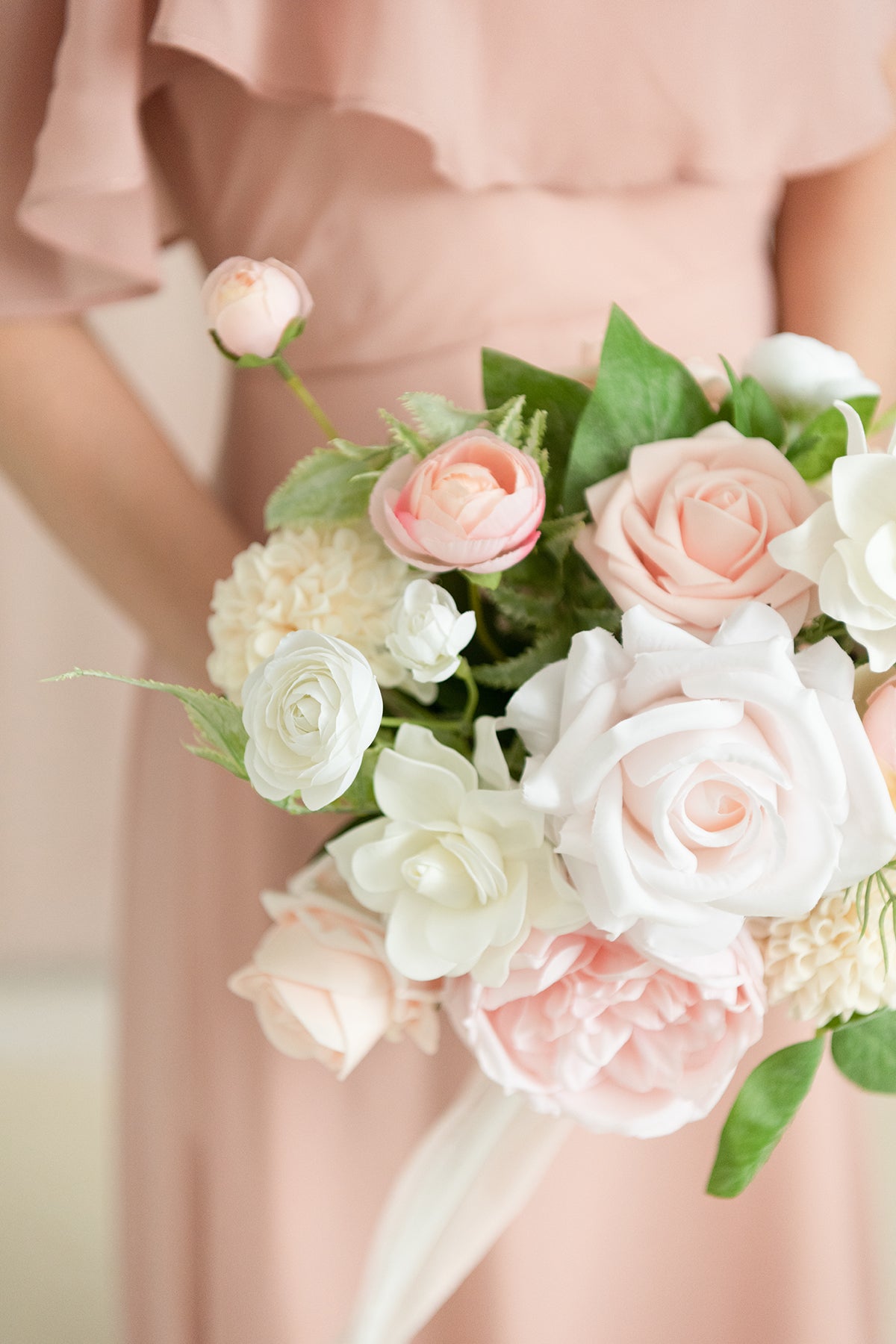Free-Form Bridesmaid Bouquets in Blush & Cream