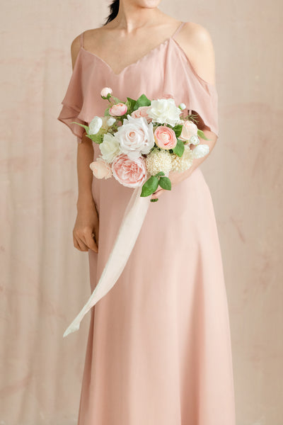 Free-Form Bridesmaid Bouquets in Blush & Cream