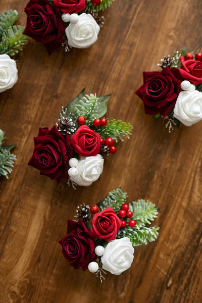 Wrist Corsages in Christmas Red & Sparkle