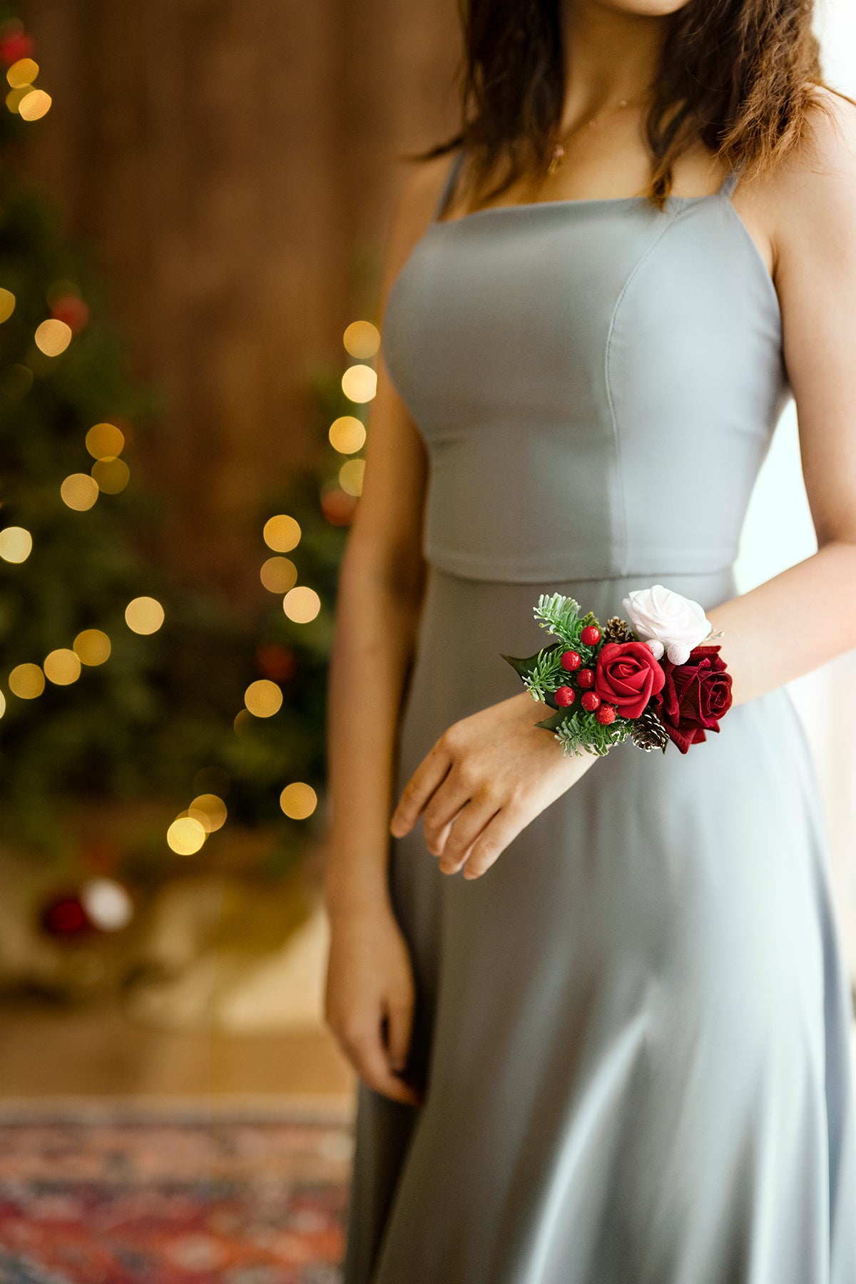 Wrist Corsages in Christmas Red & Sparkle