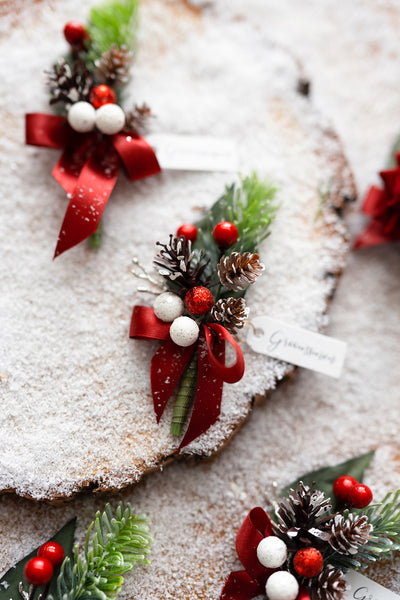 Boutonnieres in Christmas Red & Sparkle