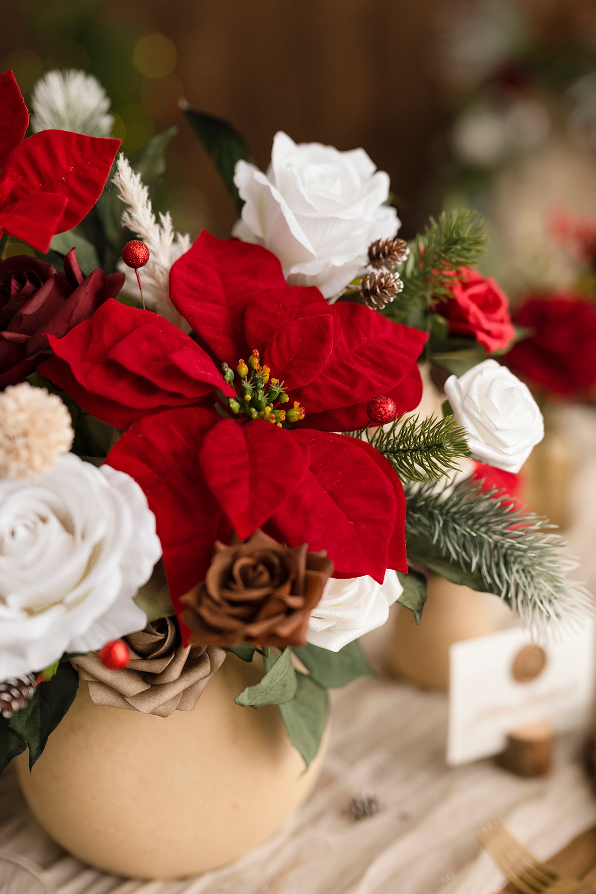 DIY Designer Flower Boxes in Christmas Red & Sparkle