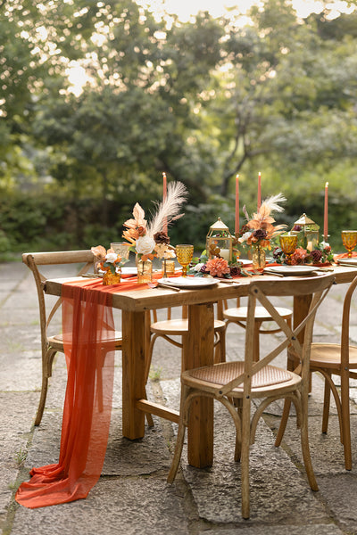 Table linens in Sunset Terracotta
