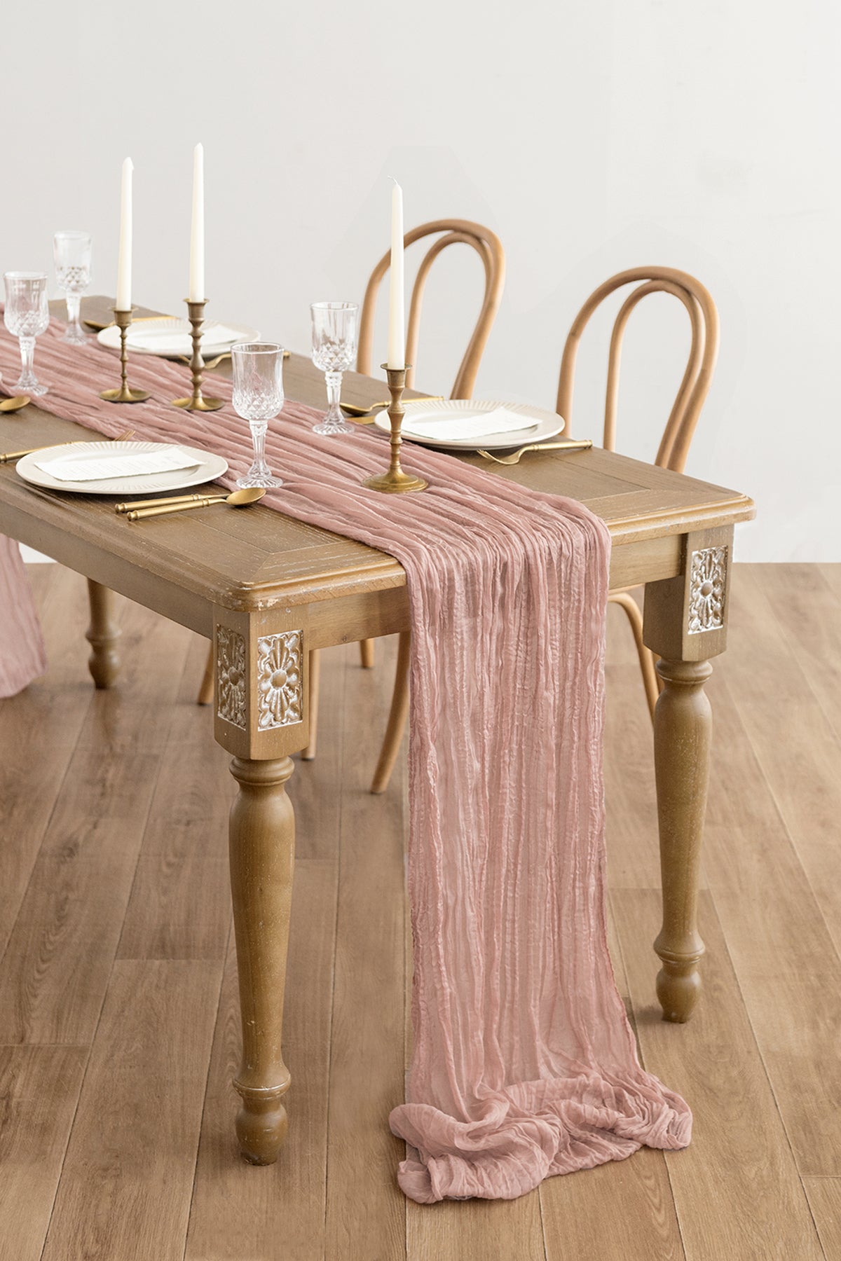 Table Linens in Dusty Rose & Navy
