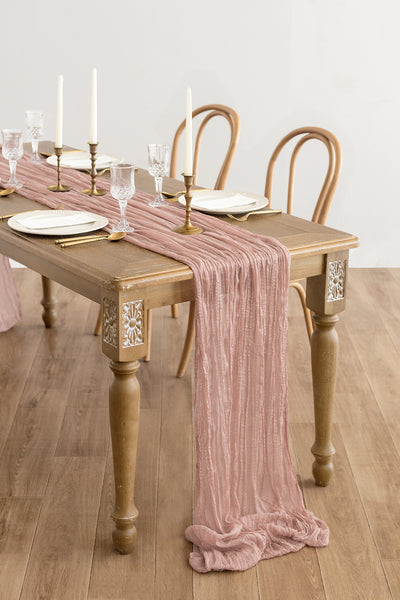 Table Linens in Dusty Rose & Navy