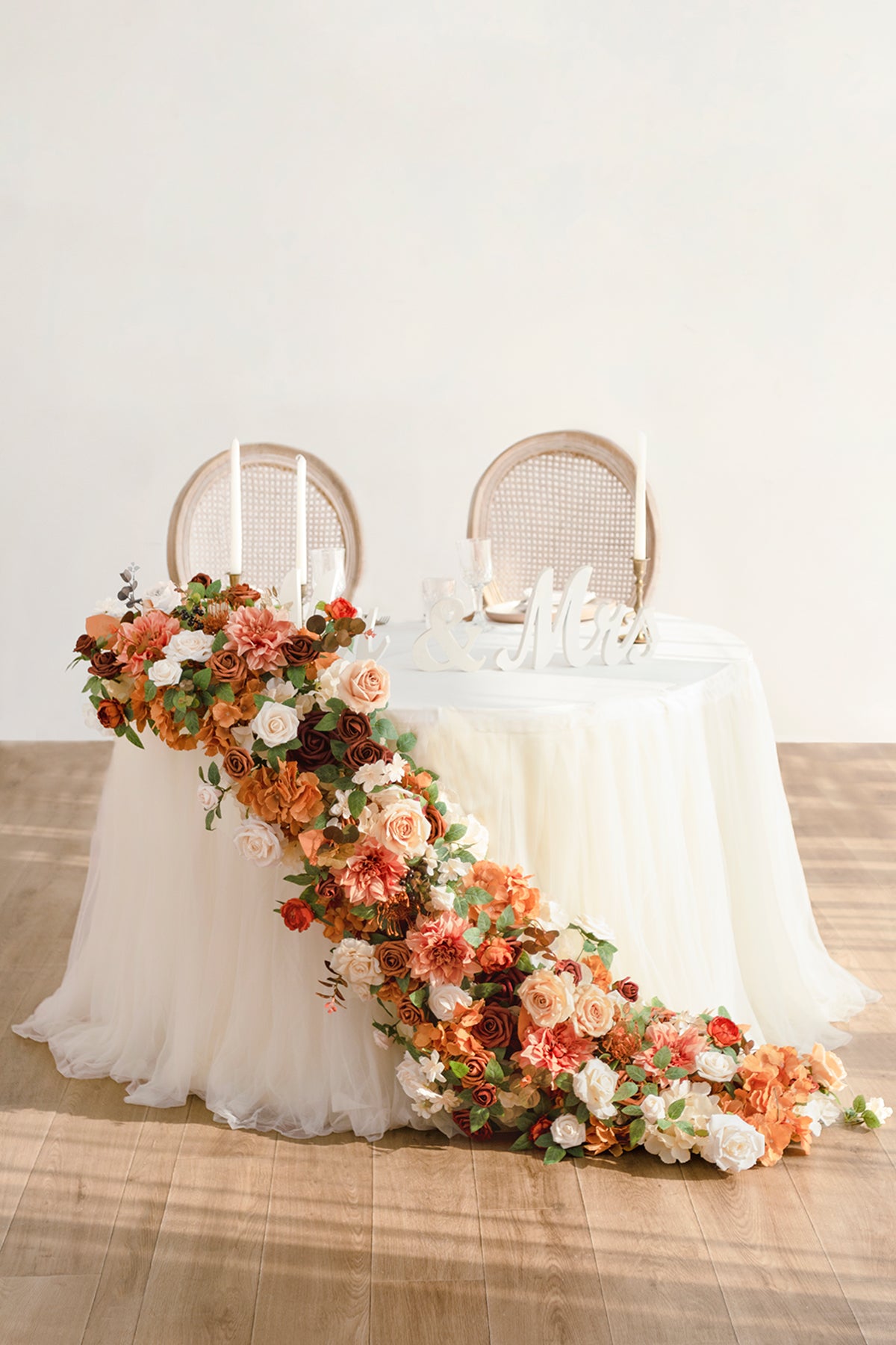 Deluxe Head Table Floral Swags in Sunset Terracotta