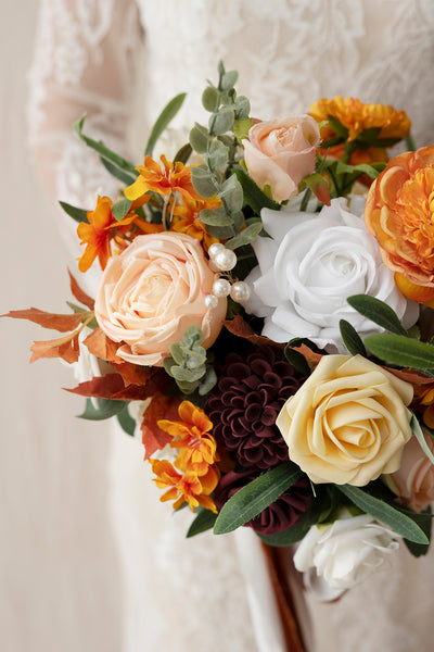Standard Round Bridal Bouquet in Burnt Orange | Clearance