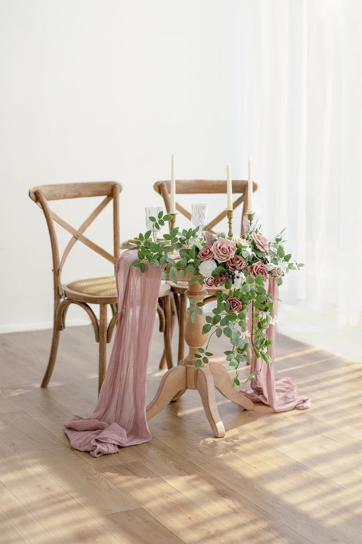 Sweetheart Table Floral Swags in Dusty Rose & Mauve