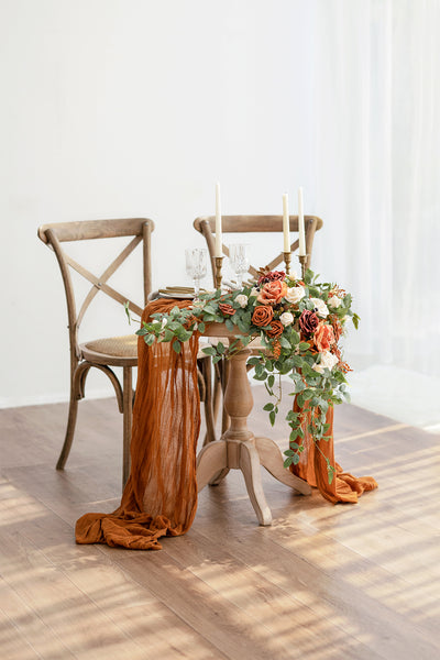 Sweetheart Table Floral Swags in  Sunset Terracotta