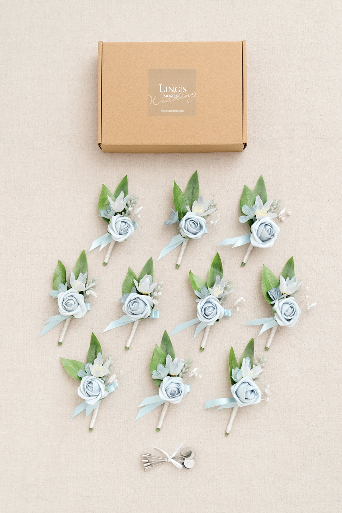 Boutonnieres for Guests in Romantic Dusty Blue | Clearance