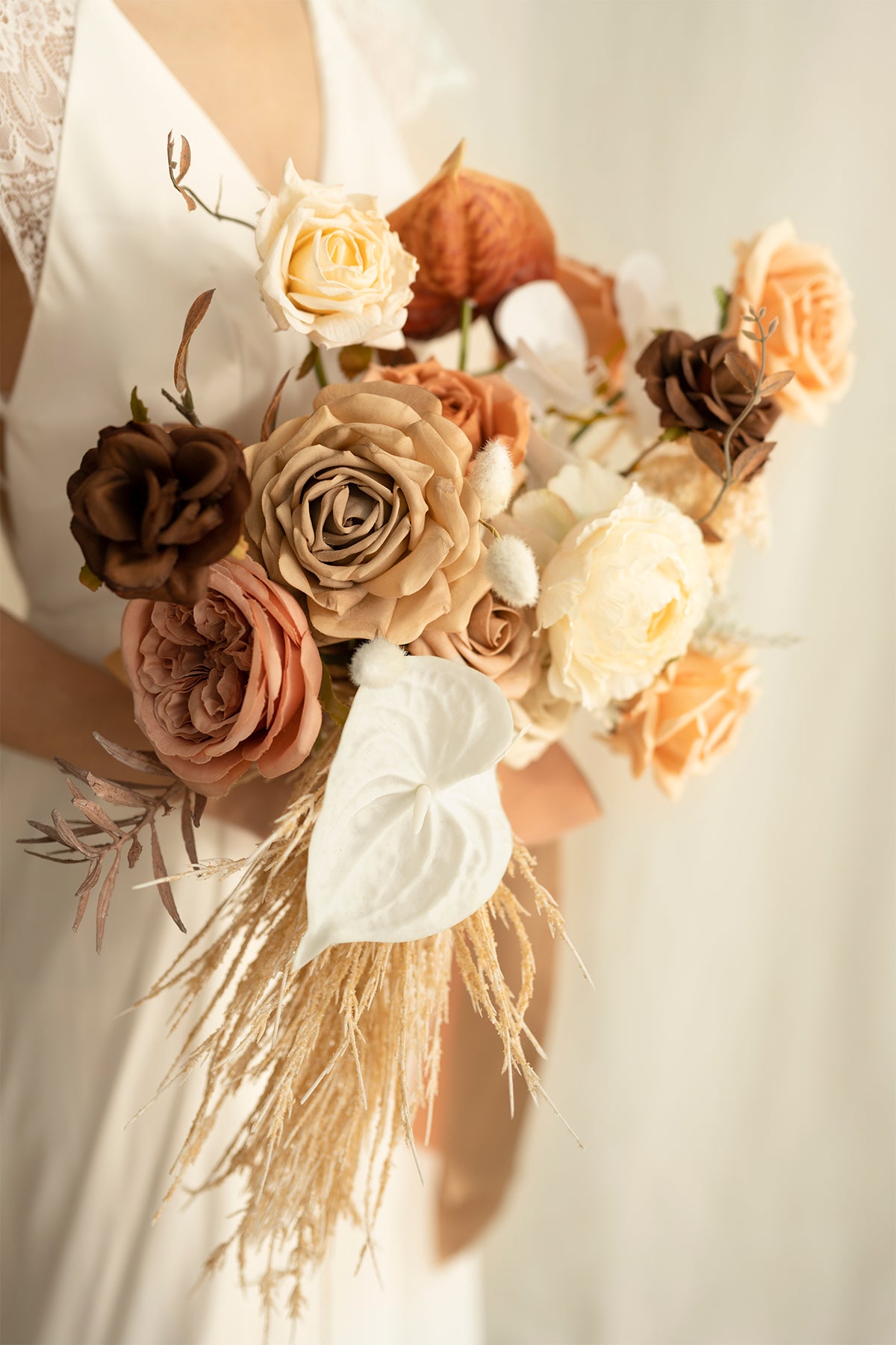 Small Cascade Bridal Bouquet in Rust & Sepia