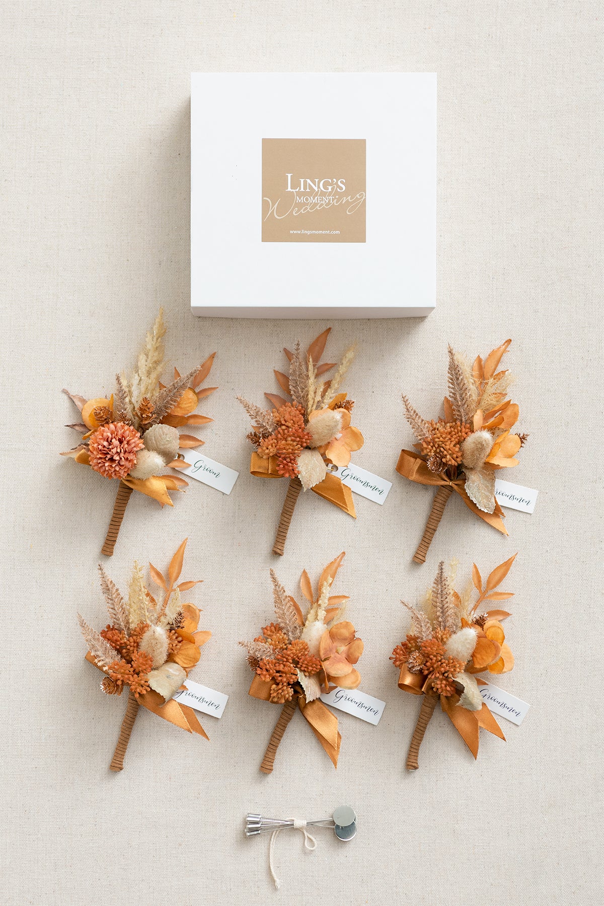 Boutonnieres in Rust & Sepia