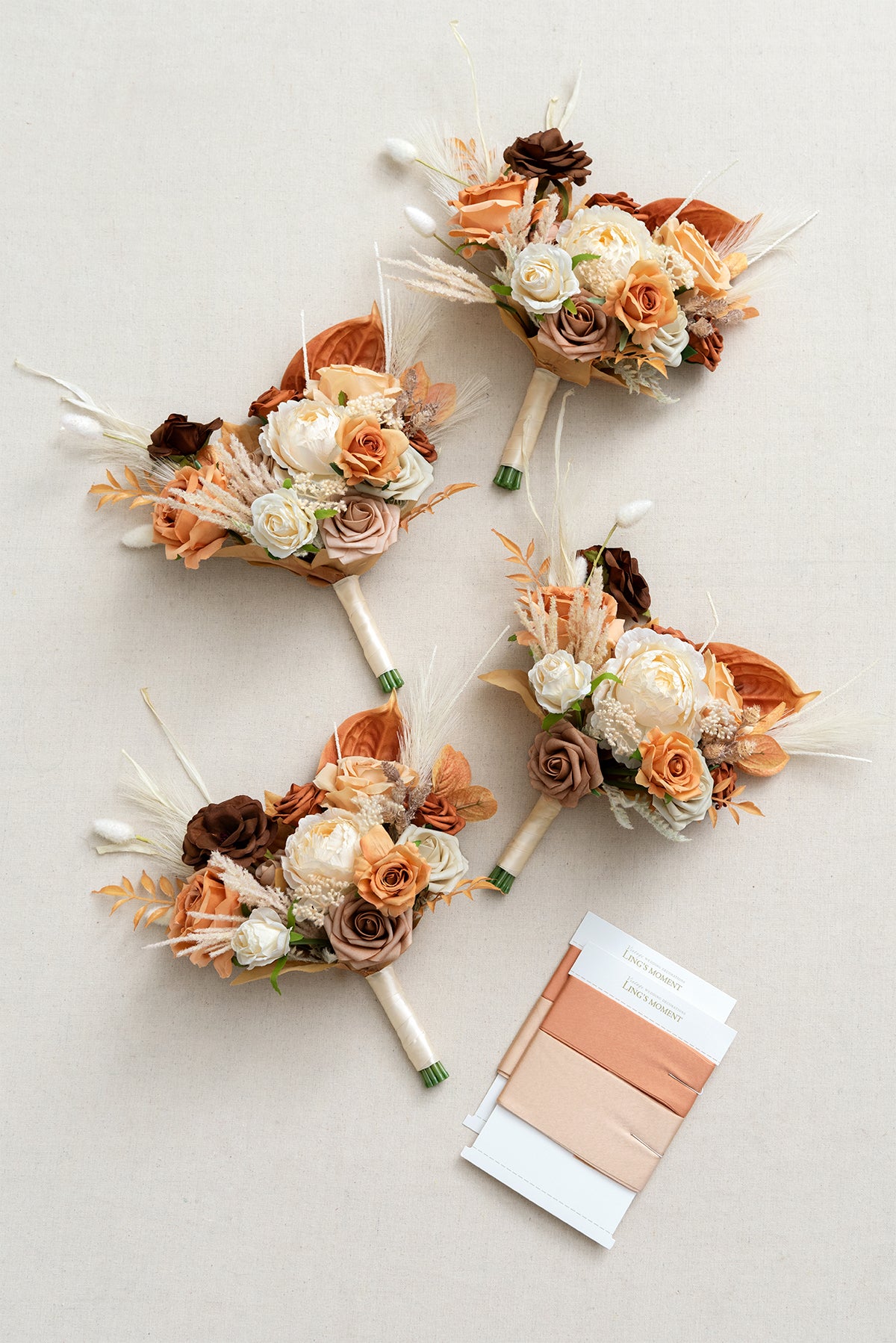 Free-Form Bridesmaid Bouquets in Rust & Sepia