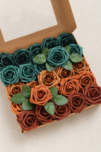 DIY Supporting Flower Boxes in Dark Teal & Burnt Orange