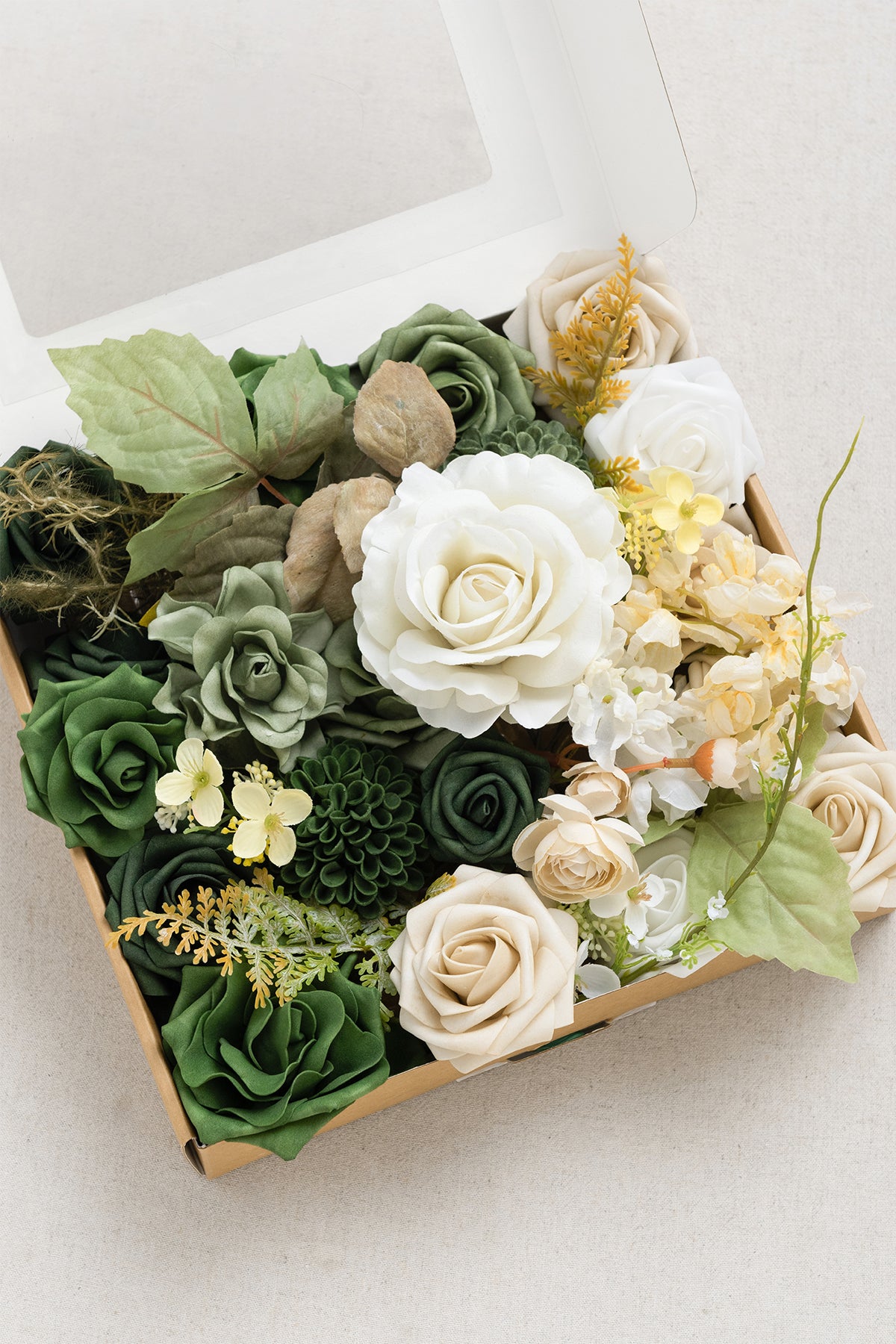 DIY Designer Flower Boxes in Emerald Green & Tawny Beige