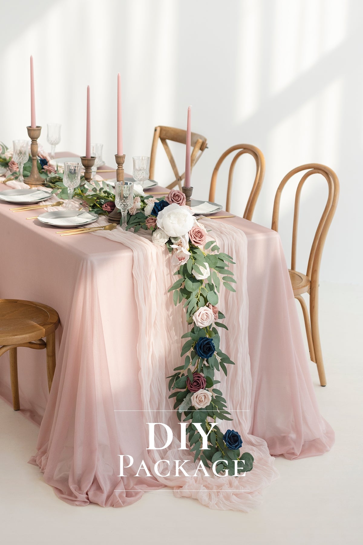 6ft Flower Garland in Dusty Rose & Navy