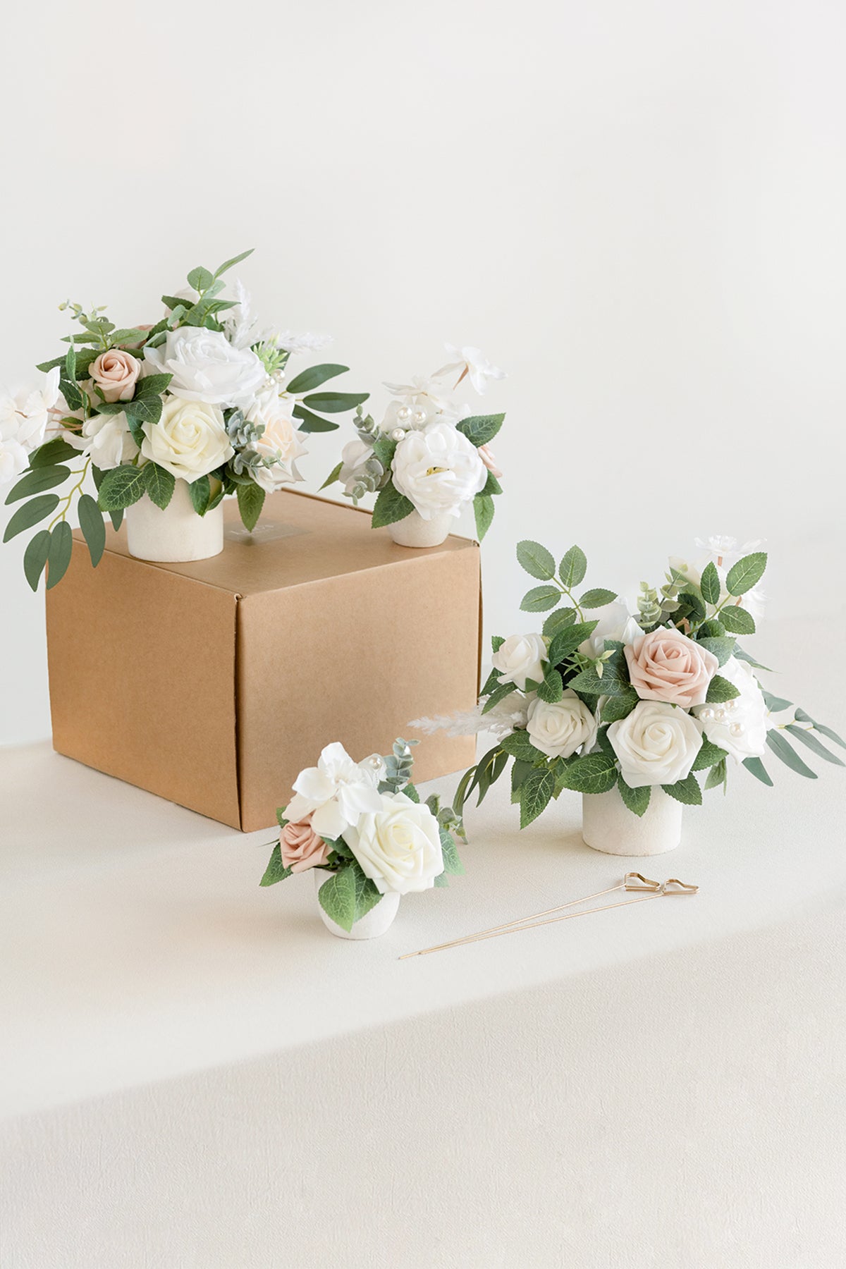 Assorted Floral Centerpiece Set in White & Sage